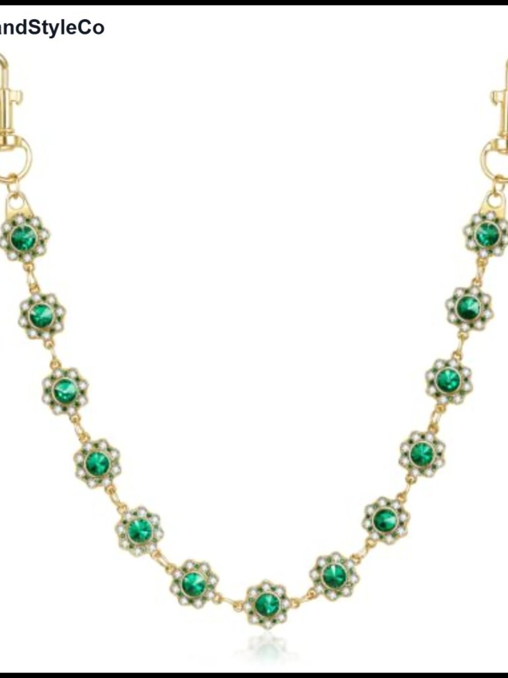 Rhinestone Flower Purse Chain Charm Gold Plated Bag Extender